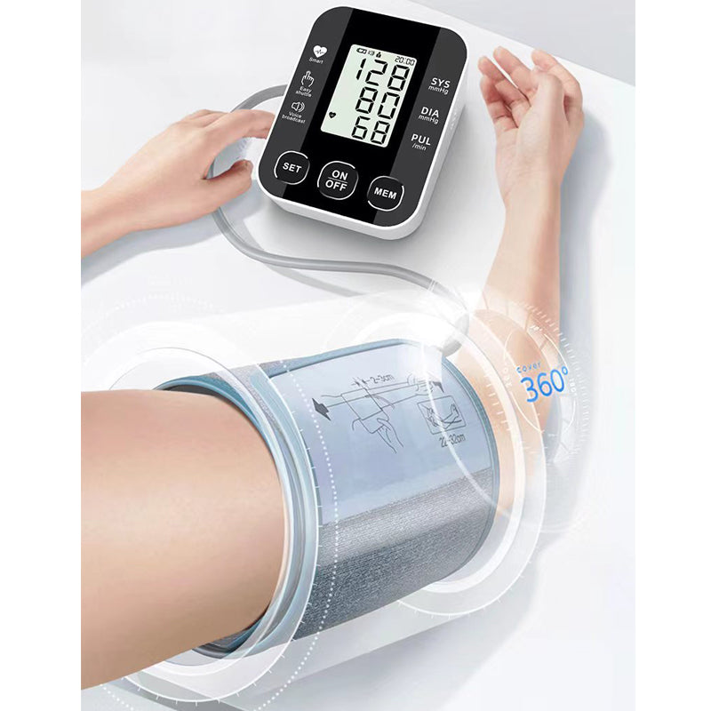 Blood Pressure Monitor Medically Accurate Upper Arm Cuff Digital Health Monitors Voice Broadcast Health Care Medical Equipment Measurement Tool LCD Digital Tonometer Sphygmomanometer