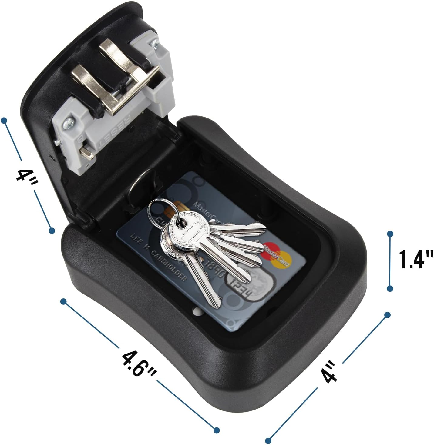 Key Lock Box Wall Mounted, 4 Digit Combination Lockbox for Outside, House Keys - 5 Keys Capacity, Key Safe Security Storage Lock Box for Indoor, Outdoor, Garage, Garden, Store