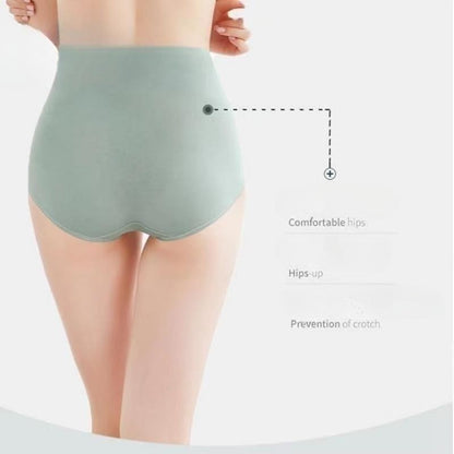 4PCS Pure Cotton Women's Panties Ladies Graphene Antibacterial High Waist Belly Hip Lift Seamless Breathable Women's Underwear