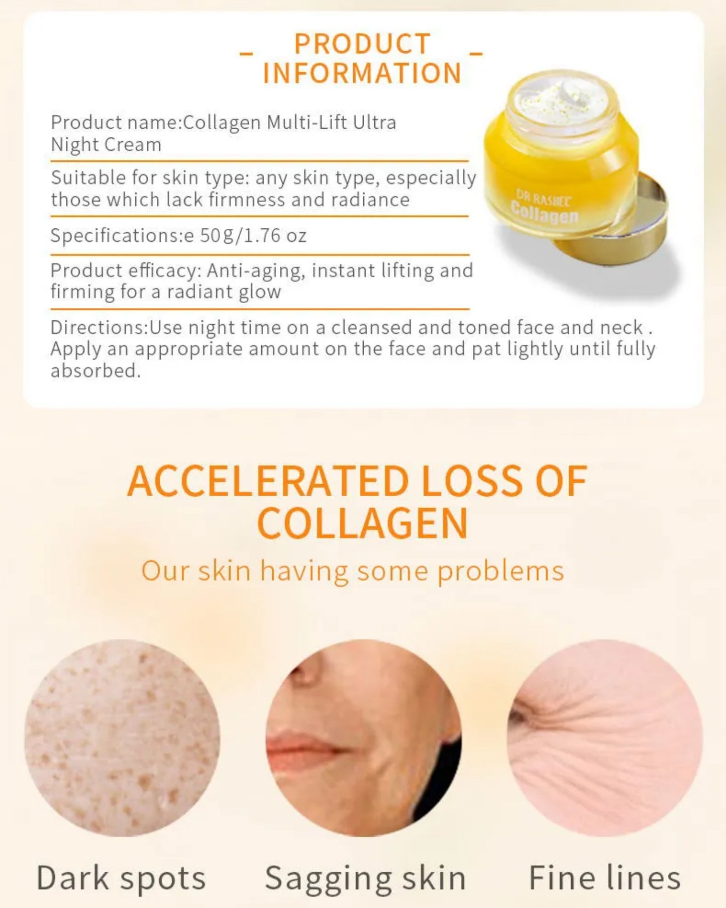 Dr. Rashel Collagen Multi-Lift Ultra Night Cream Skin Firming Lifting Anti-ageing Reduces Fine Lines and Wrinkles - DR RASHEL