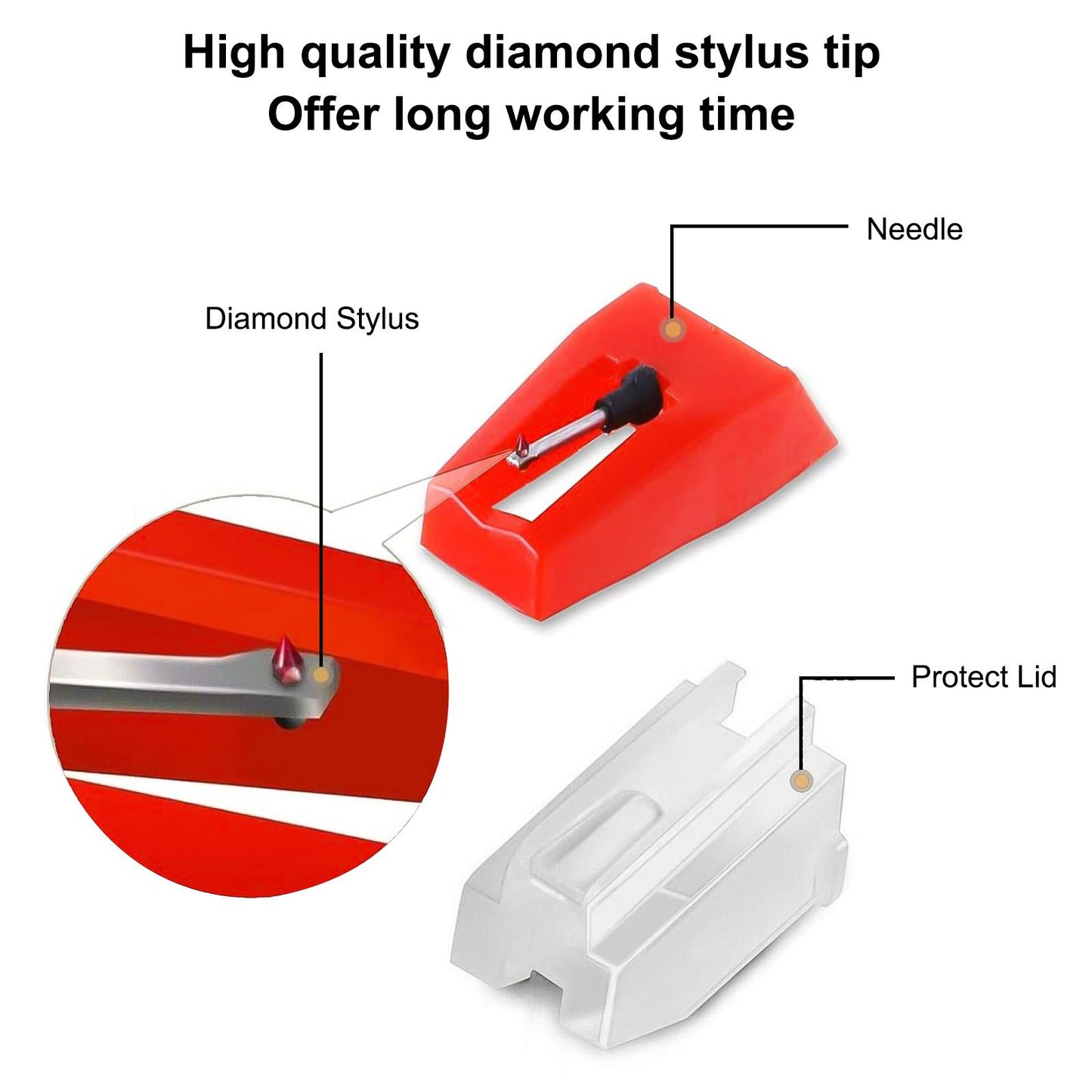 Record Player Needle, 6/3 Pcs Stylus Replacement Turntable Needle Diamond Stylus Record Player Needle With Diamond Tip for most Crosley Vinyl Jensen 1byone ION ICT04RS Phonograph