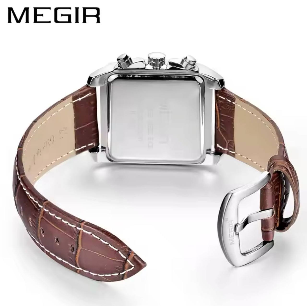 MEGIR LEATHER DATE DISPLAY BATTERY POWERED CHRONOGRAPH MOVEMENT LUMINOUS ARMS LEATHER STRAP AND ENQUIRIES 0712975996