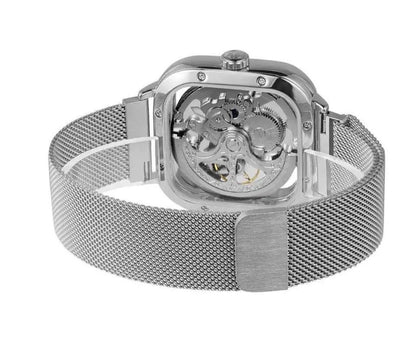 FORSINING AUTOMATIC SKELETON WATCH GOLD BLACK-SILVER BLACK-GOLD SILVER MESH STRAP WATER RESISTANT STAINLESS STEEL AUTOMATIC MOVEMENT COMES A FREE GIFT BOX ENQUIRIES