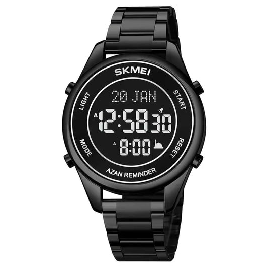 SKMEI 1815 AZAN REMINDER (ISLAMIC PRAYER TIMES REMINDER) TIMER DIGITAL DISPLAY TIME,DAY AND DATE LIGHT BUTTON 3ATM WATER RESISTANT AND ENQUIRIES