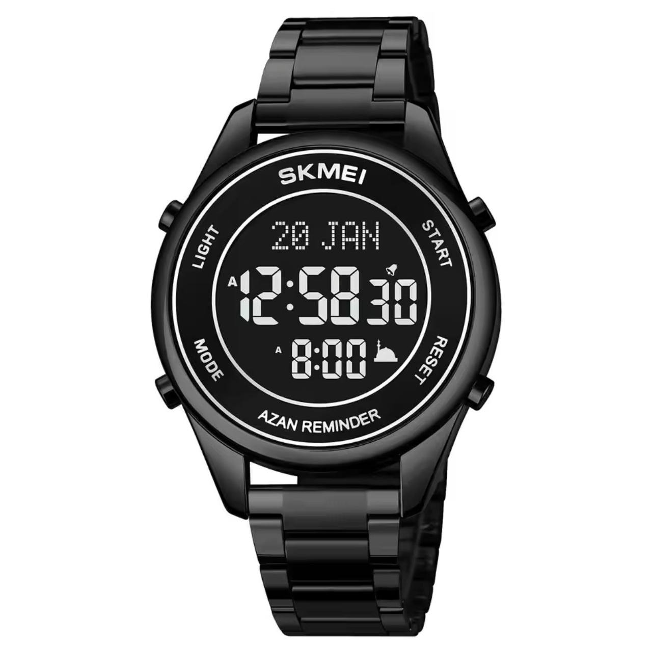 SKMEI 1815 AZAN REMINDER (ISLAMIC PRAYER TIMES REMINDER) TIMER DIGITAL DISPLAY TIME,DAY AND DATE LIGHT BUTTON 3ATM WATER RESISTANT AND ENQUIRIES