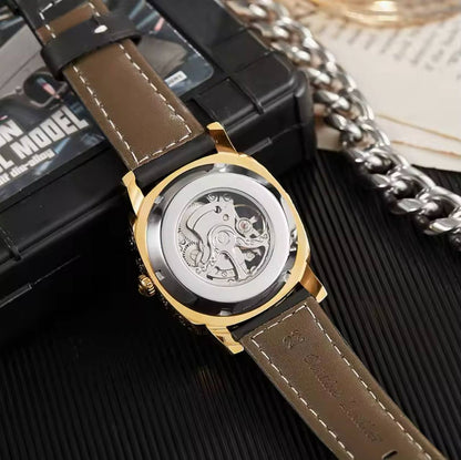 FORSINING AUTOMATIC SKELETON AUTOMATIC GENUINE LEATHER STRAP WATER RESISTANT LUMINOUS HANDS AND ENQUIRIES