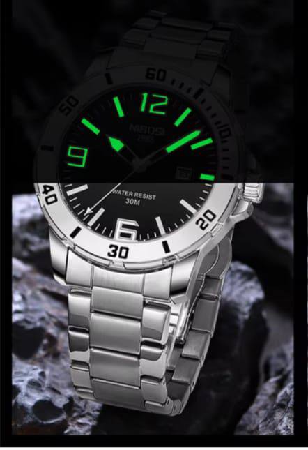NIBOSI WATCHES DATE DISPLAY WATER RESISTANT BATTERY POWERED STAINLESS STEEL ENQUIRIES