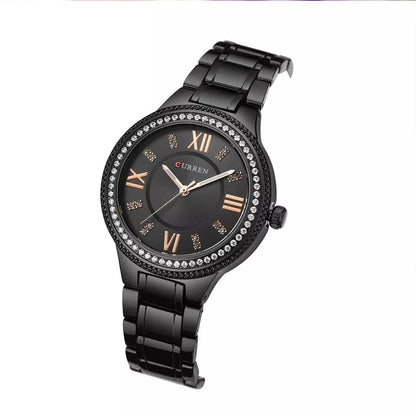 LADIES CURREN 9004 BLACK ROSE-GOLD SILVER