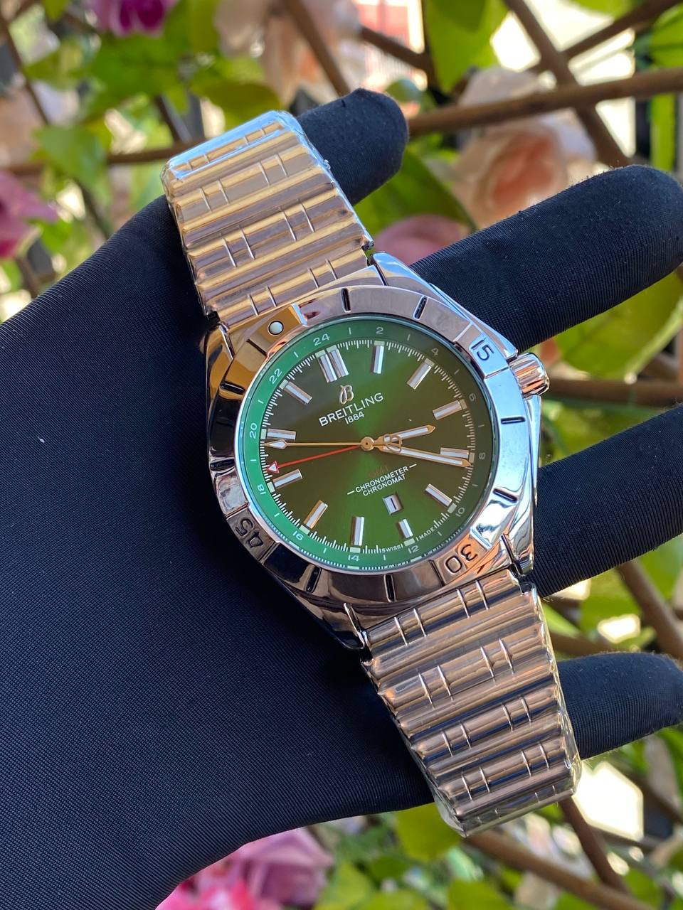 BREITLING CHRONOGRAPH FULL CHRONOGRAPH DATE DISPLAY WATER RESISTANT BATTERY POWERED EXECUTIVE BOX