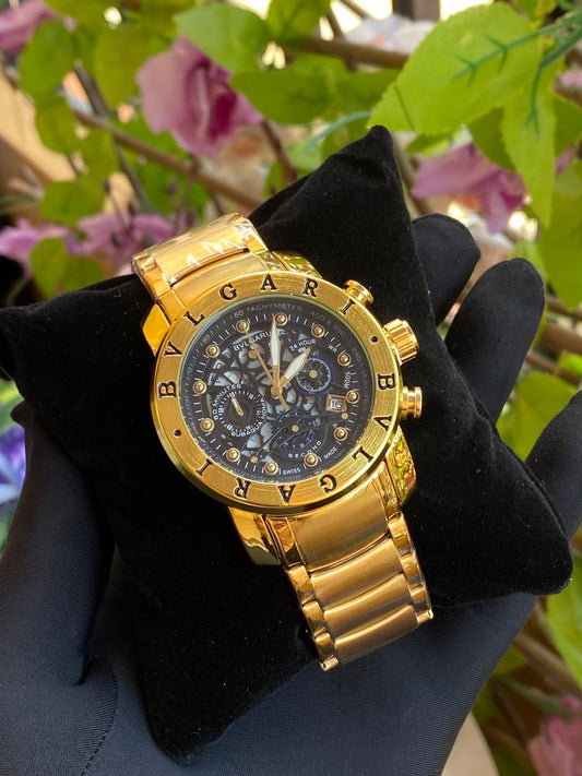 BVLGARI CHRONOGRAPH FULL CHRONOGRAPH DATE DISPLAY WATER RESISTANT BATTERY POWERED EXECUTIVE BOX