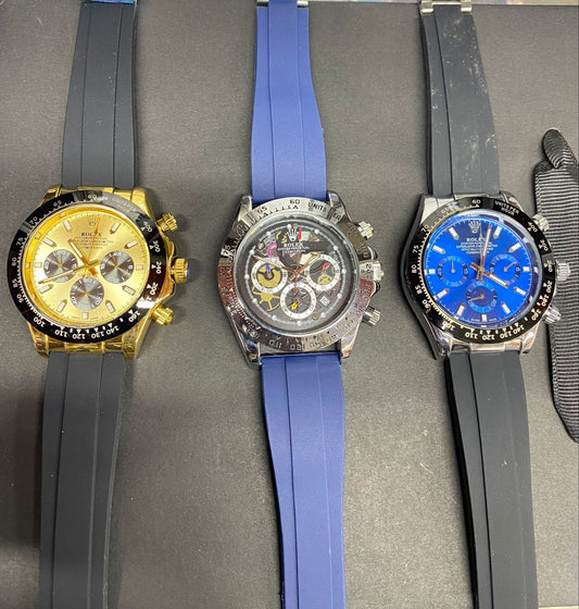 ROLEX CHRONOGRAPH RUBBER STRAP WATER RESISTANT DATE DISPLAY