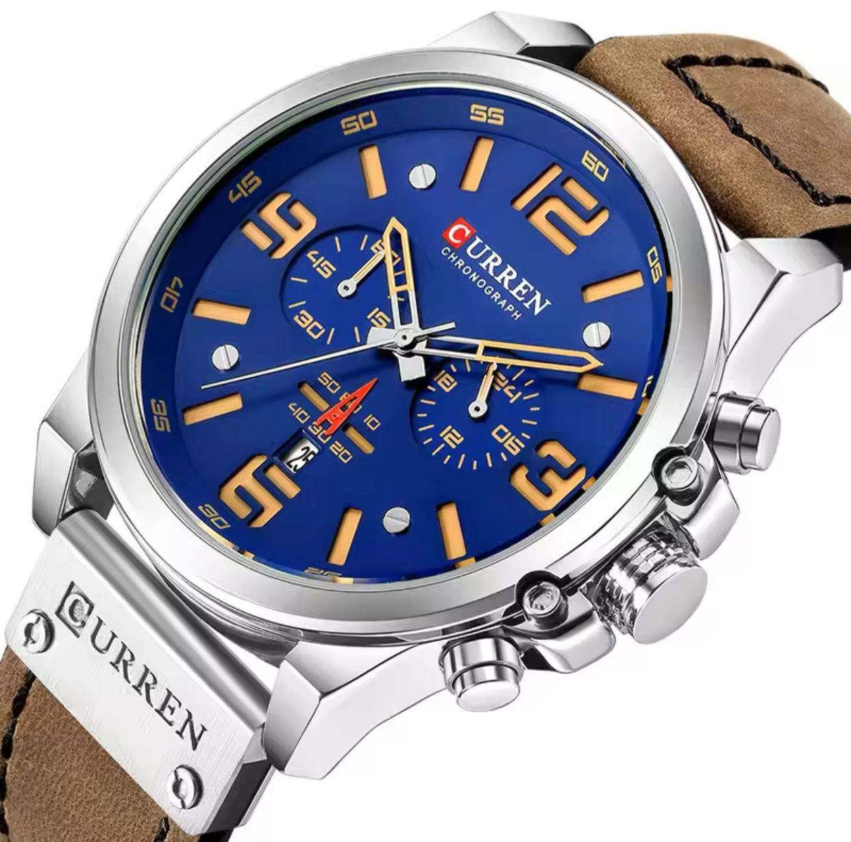 CURREN 8314 WATER RESISTANT LEATHER STRAP CHRONOGRAPH DATE DISPLAY CURREN BRANDED BOX AND ENQUIRIES