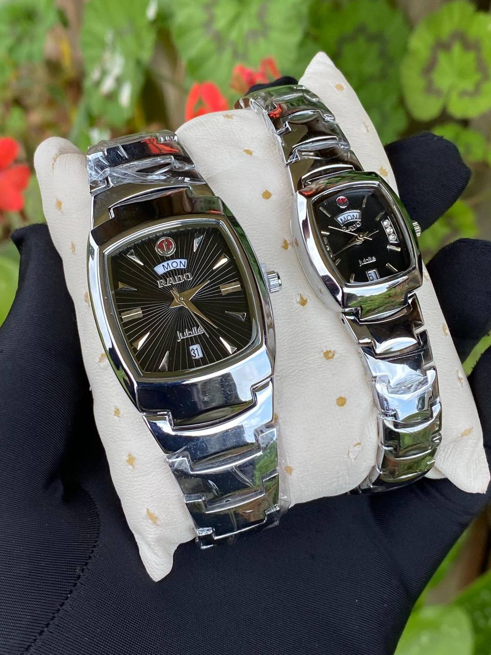 RADO COUPLE SET SINGLE PIECE DAY AND DATE DISPLAY WATER RESISTANT BATTERY POWERED ENQUIRIES