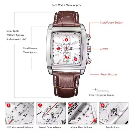 CURREN GENTS WATCH #8362 WATER RESISTANT CHRONOGRAPH MOVEMENT DATE DISPLAY BATTERY POWERED CURREN BRANDED BOX ENQUIRIES