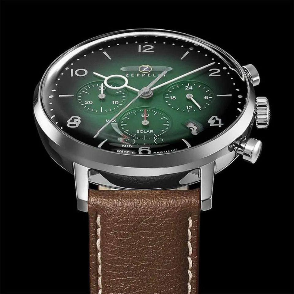 ZEPPELIN CHRONOGRAPH WATCH DATE DISPLAY WATER RESISTANT LEATHER STRAP