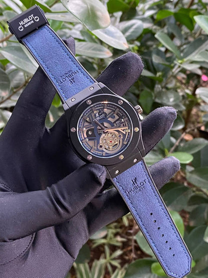 HUBLOT GENEVE CHRONOGRAPH DATE DISPLAY WATER RESISTANT BATTERY POWERED AND ENQUIRIES