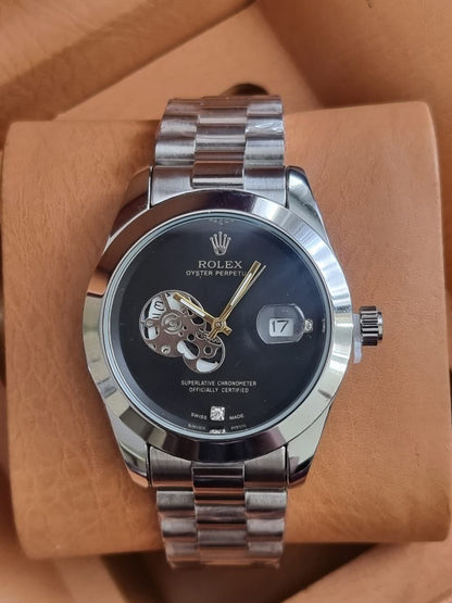 ROLEX X BRACELET BLACK SILVER TWO-TONE GOLD