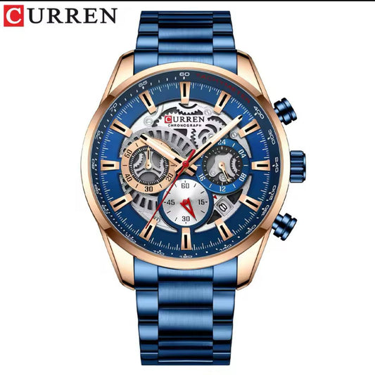 !! CURREN GENTS WATCH #8391 WATER RESISTANT CHRONOGRAPH MOVEMENT DATE DISPLAY BATTERY POWERED LUMINOUS ARMS 2 COLOR OPTIONS CURREN BRANDED BOX ENQUIRIES