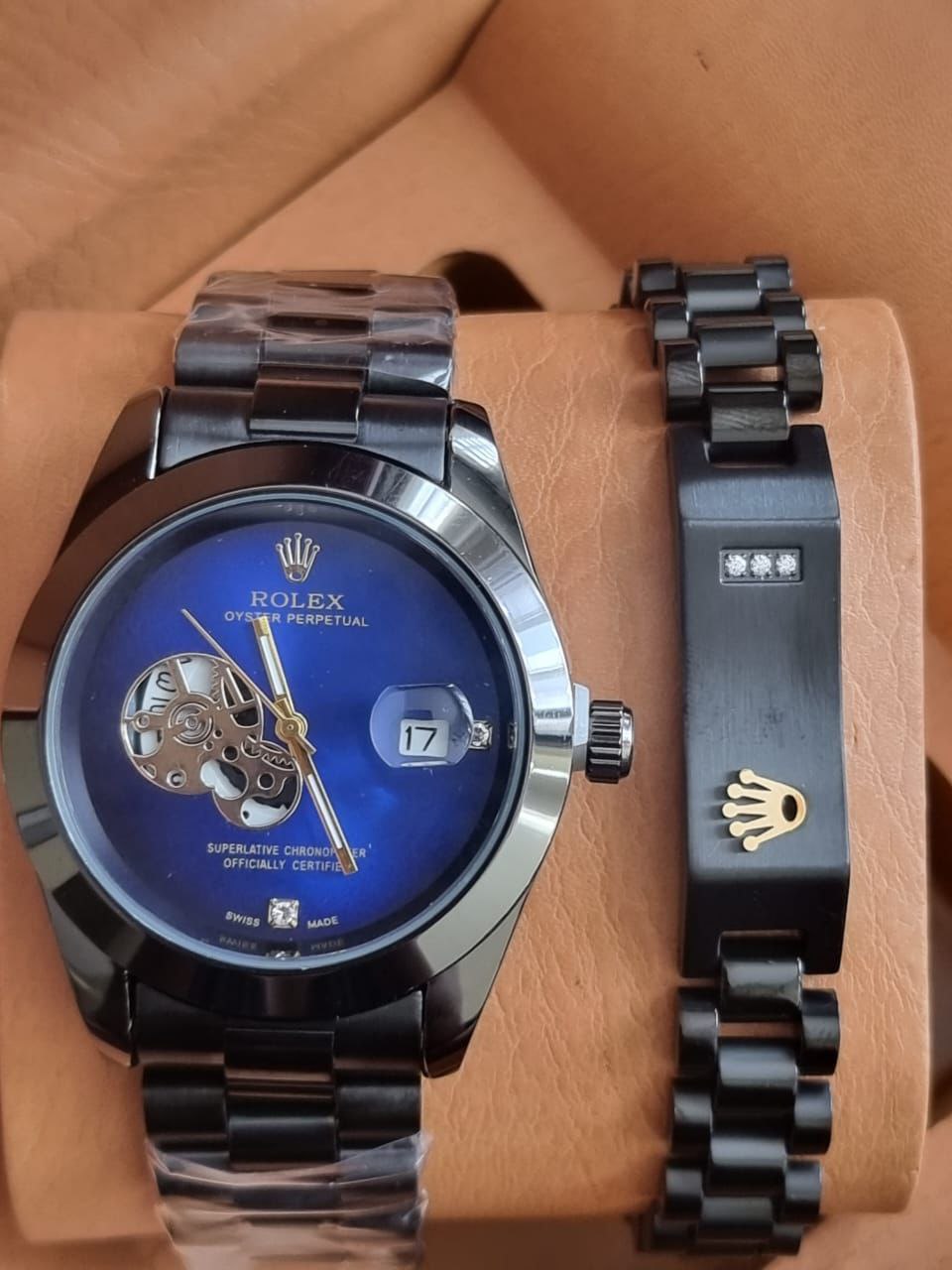 ROLEX X BRACELET BLACK SILVER TWO-TONE GOLD