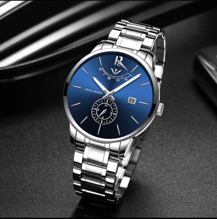 NIBOSI WATCHES DATE DISPLAY WATER RESISTANT BATTERY POWERED STAINLESS STEEL ENQUIRIES