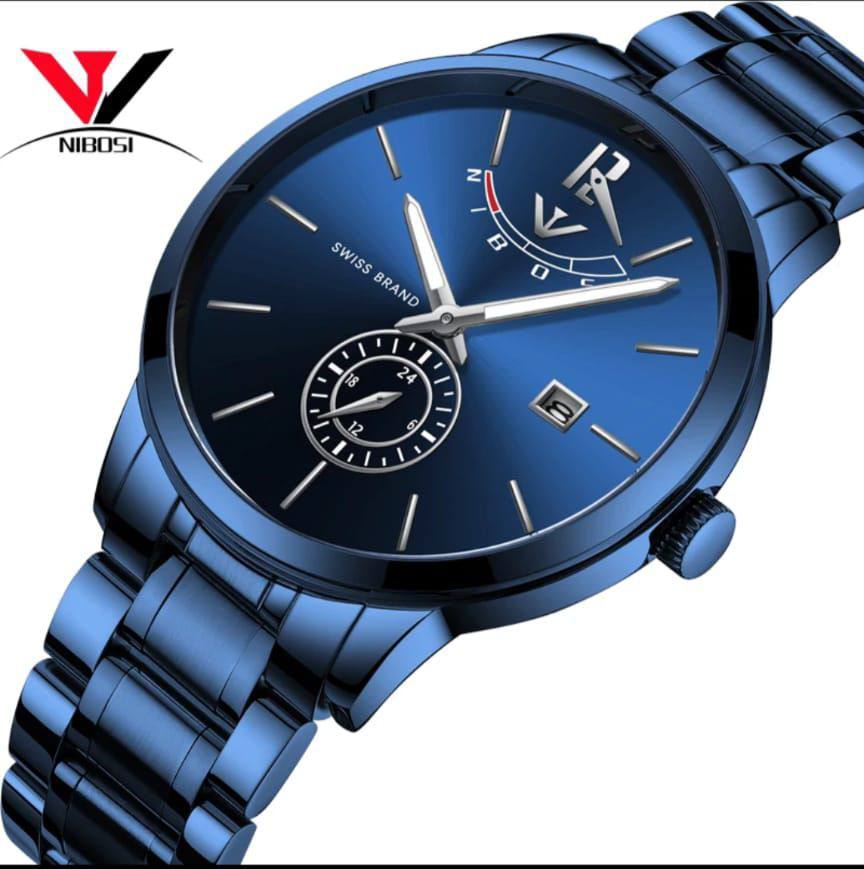 NIBOSI WATCHES DATE DISPLAY WATER RESISTANT BATTERY POWERED STAINLESS STEEL ENQUIRIES