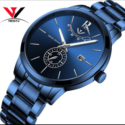 NIBOSI WATCHES DATE DISPLAY WATER RESISTANT BATTERY POWERED STAINLESS STEEL ENQUIRIES
