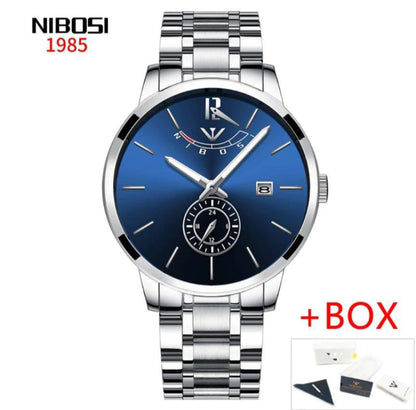 NIBOSI WATCHES DATE DISPLAY WATER RESISTANT BATTERY POWERED STAINLESS STEEL ENQUIRIES