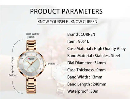 CURREN LADIES #9051 WATER RESISTANT BATTERY POWERED CURREN BRANDED BOX ENQUIRIES