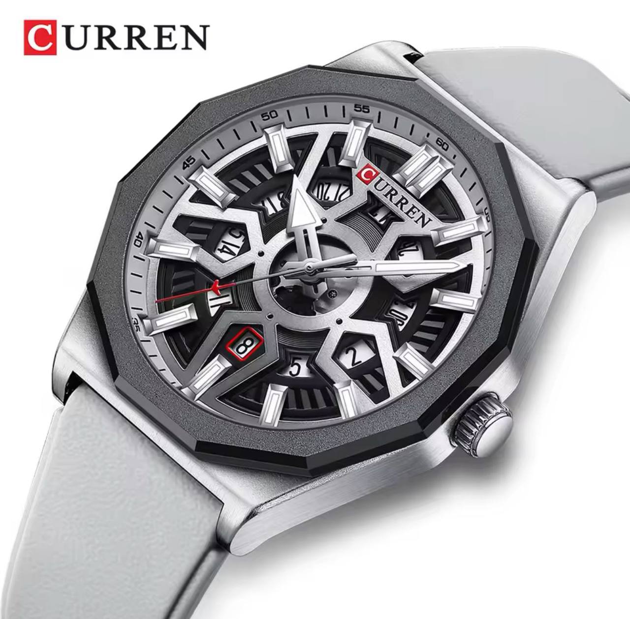 CURREN GENTS #8437 WATER RESISTANT BATTERY POWERED DATE DISPLAY LUMINOUS RUBBER STRAP CURREN BRANDED BOX @ ENQUIRIES