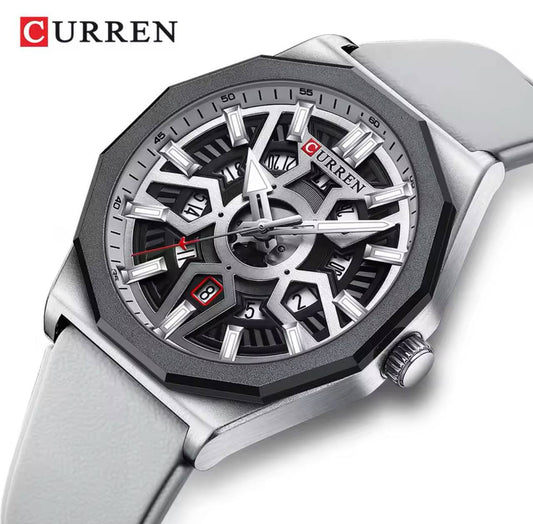 CURREN GENTS #8437 WATER RESISTANT BATTERY POWERED DATE DISPLAY LUMINOUS RUBBER STRAP CURREN BRANDED BOX @ ENQUIRIES