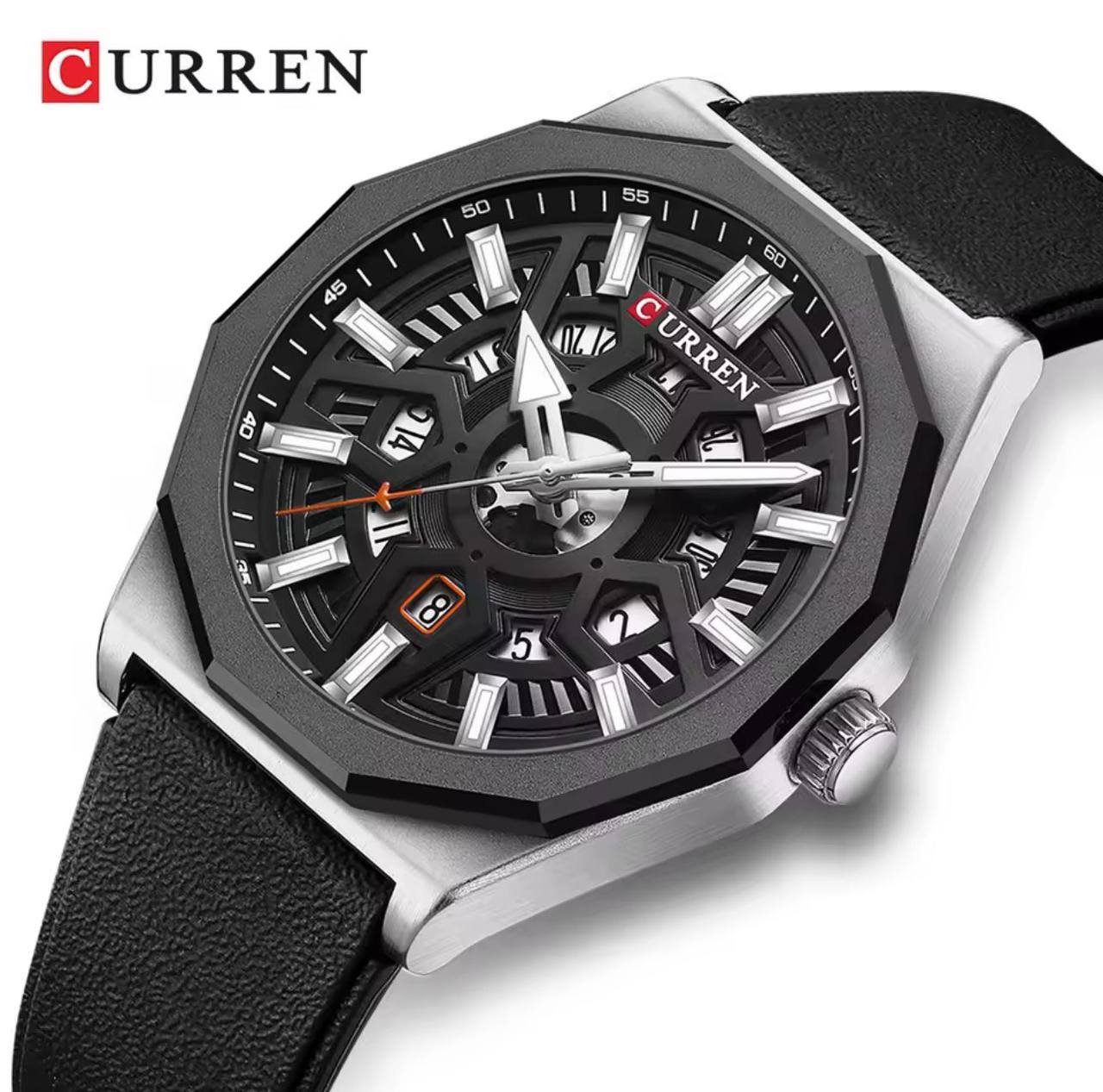 CURREN GENTS #8437 WATER RESISTANT BATTERY POWERED DATE DISPLAY LUMINOUS RUBBER STRAP CURREN BRANDED BOX @ ENQUIRIES