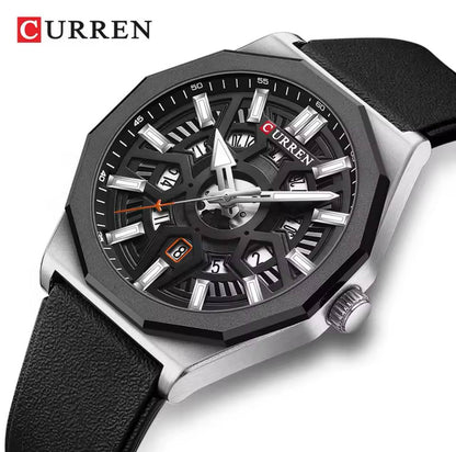 CURREN GENTS #8437 WATER RESISTANT BATTERY POWERED DATE DISPLAY LUMINOUS RUBBER STRAP CURREN BRANDED BOX @ ENQUIRIES