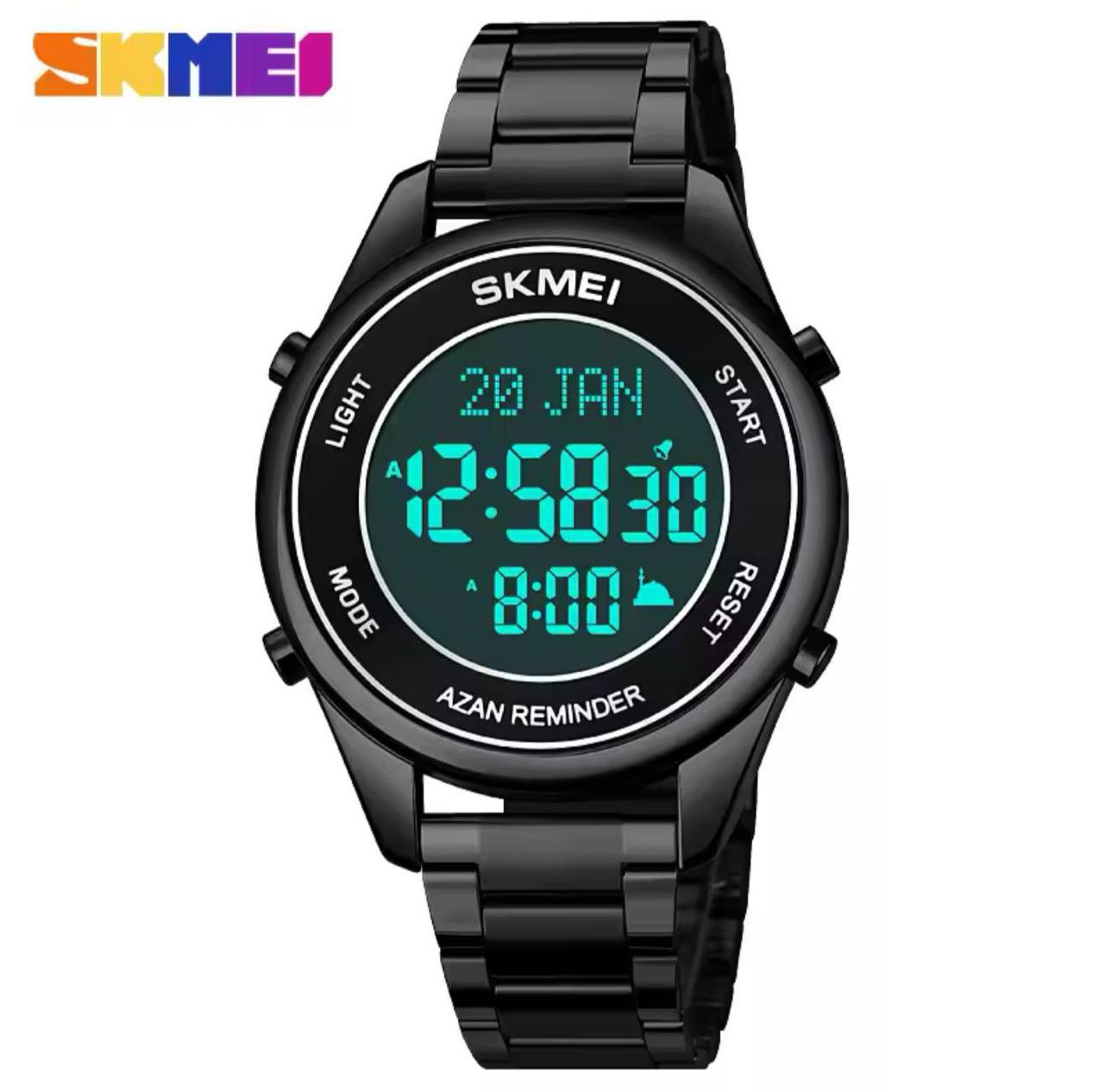 SKMEI 1815 AZAN REMINDER (ISLAMIC PRAYER TIMES REMINDER) TIMER DIGITAL DISPLAY TIME,DAY AND DATE LIGHT BUTTON 3ATM WATER RESISTANT AND ENQUIRIES