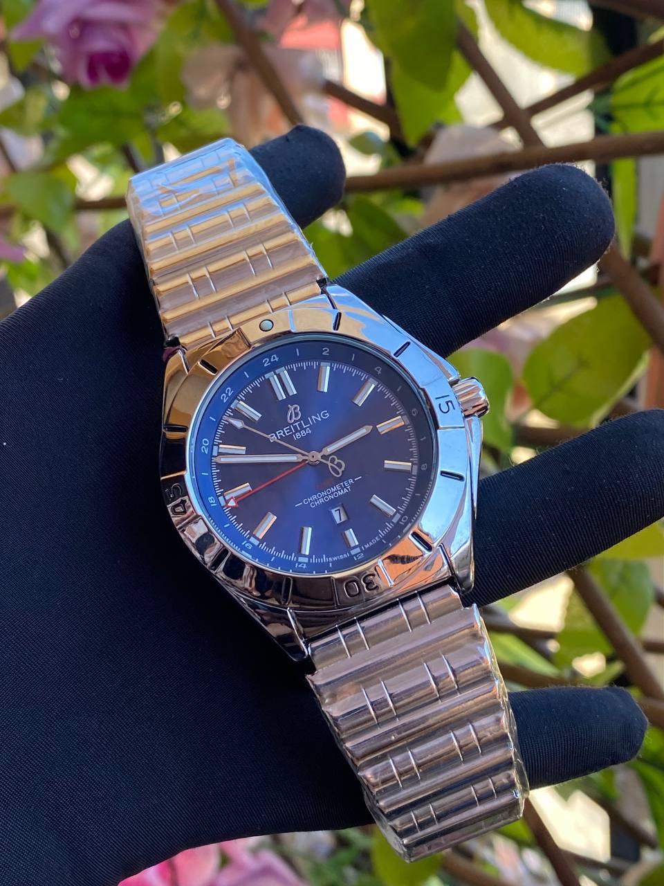 BREITLING CHRONOGRAPH FULL CHRONOGRAPH DATE DISPLAY WATER RESISTANT BATTERY POWERED EXECUTIVE BOX