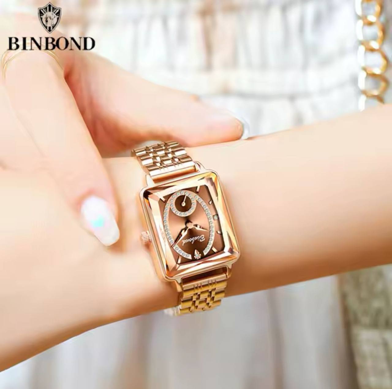 BINBOND LADIES WATER RESISTANT BATTERY POWERED NON FADE STEEL POLISH AND ENQUIRIES