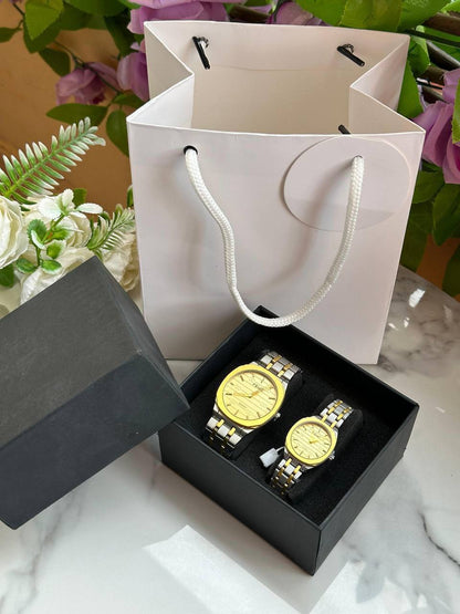 FEI WO COUPLE WATCHES A PAIR + BOX+ BAG WATER RESISTANT STAINLESS STEEL FINISH NON FADE ENQUIRIES &