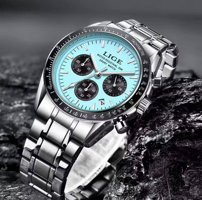 LIGE GENTS WATCH LG89137 FULL CHRONOGRAPH(DAY,24HRS,DATE) WATERPROOF 30M LUMINOUS STAINLESS STEEL LIGE BRANDED BOX INCLUSIVE ENGRAVING SERVICES ENQUIRIES