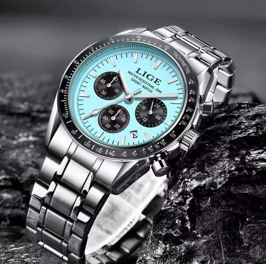 LIGE GENTS WATCH LG89137 FULL CHRONOGRAPH(DAY,24HRS,DATE) WATERPROOF 30M LUMINOUS STAINLESS STEEL LIGE BRANDED BOX INCLUSIVE ENGRAVING SERVICES ENQUIRIES