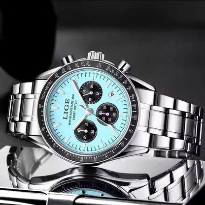 LIGE GENTS WATCH LG89137 FULL CHRONOGRAPH(DAY,24HRS,DATE) WATERPROOF 30M LUMINOUS STAINLESS STEEL LIGE BRANDED BOX INCLUSIVE ENGRAVING SERVICES ENQUIRIES