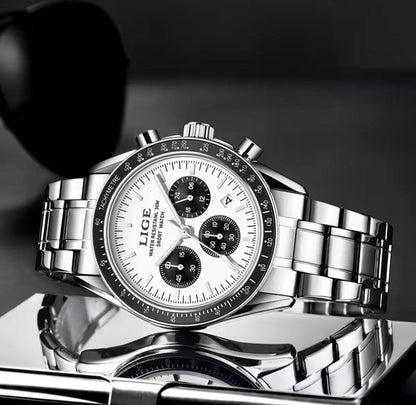 LIGE GENTS WATCH LG89137 FULL CHRONOGRAPH(DAY,24HRS,DATE) WATERPROOF 30M LUMINOUS STAINLESS STEEL LIGE BRANDED BOX INCLUSIVE ENGRAVING SERVICES ENQUIRIES