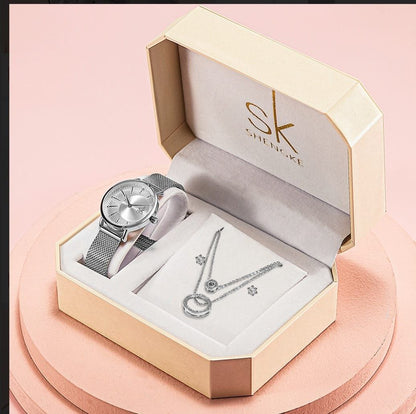 SK GIFT SET WATCH NECKLACE EARRINGS