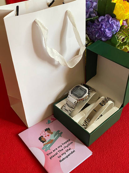 MEN VALENTINES PACKAGE WATCH ENGRAVABLE BRACELET PREMIUM BOX CARD&BAG ENQUIRIES