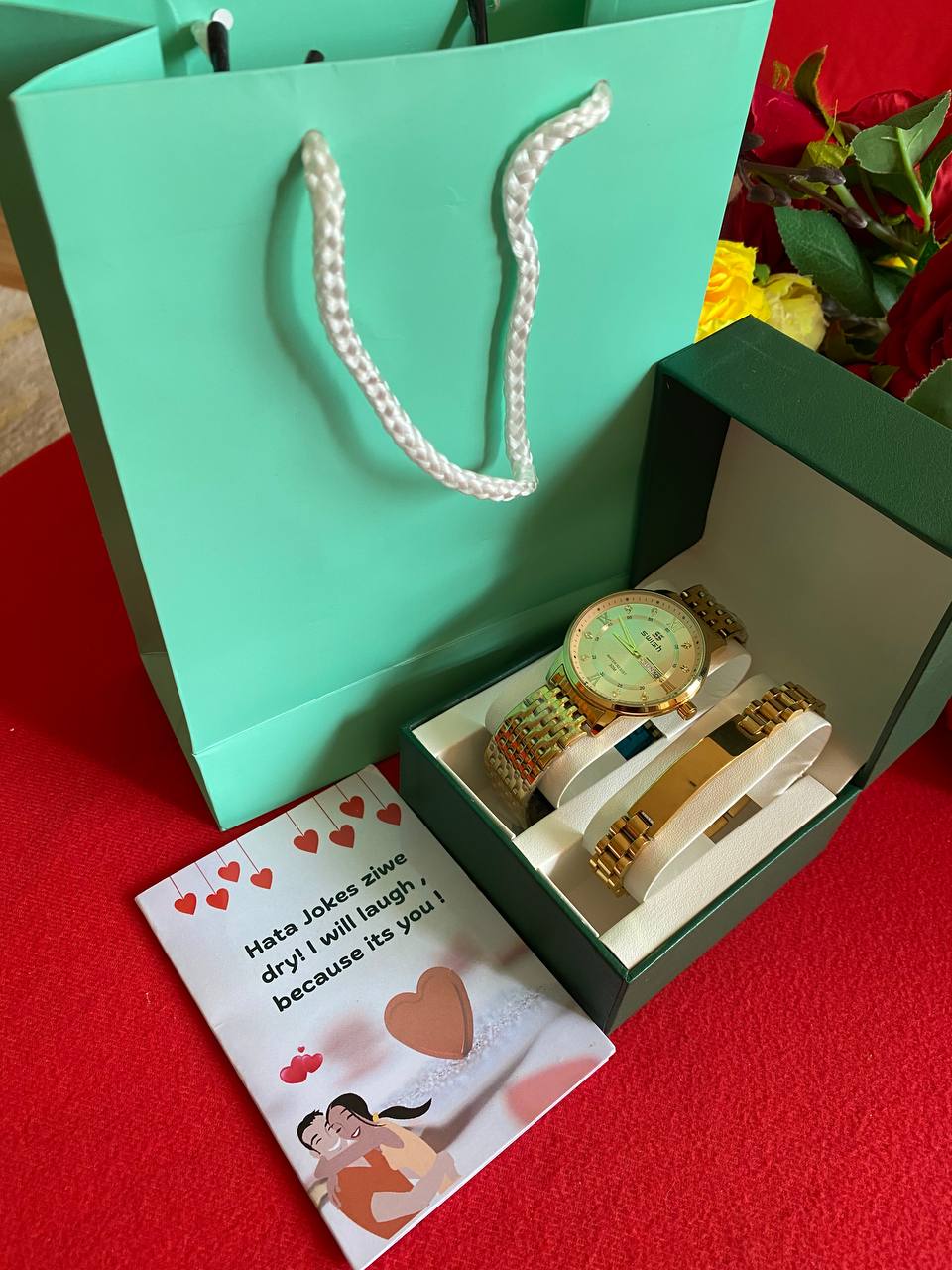 MEN VALENTINES PACKAGE WATCH ENGRAVABLE BRACELET PREMIUM BOX CARD&BAG ENQUIRIES