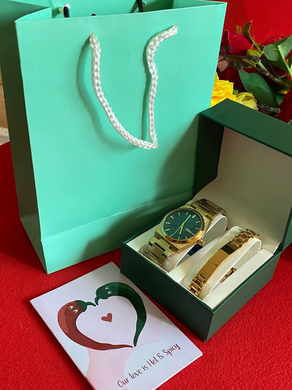 MEN VALENTINES PACKAGE WATCH ENGRAVABLE BRACELET PREMIUM BOX CARD&BAG ENQUIRIES