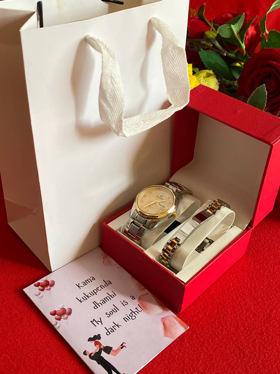 MEN VALENTINES PACKAGE WATCH ENGRAVABLE BRACELET PREMIUM BOX CARD&BAG ENQUIRIES