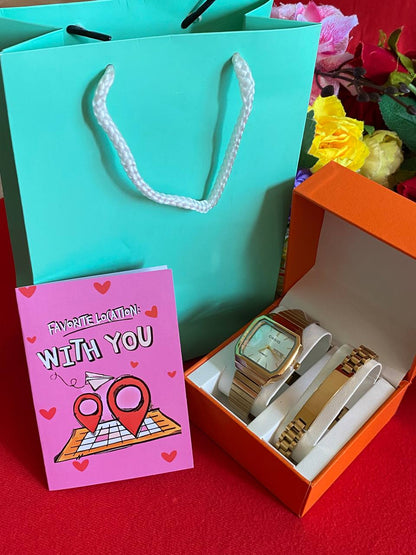 MEN VALENTINES PACKAGE WATCH ENGRAVABLE BRACELET PREMIUM BOX CARD&BAG ENQUIRIES