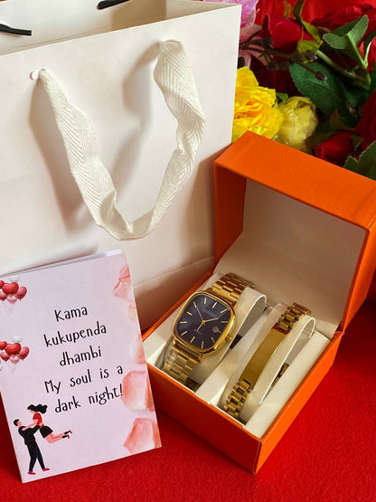 MEN VALENTINES PACKAGE WATCH ENGRAVABLE BRACELET PREMIUM BOX CARD&BAG ENQUIRIES