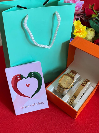 MEN VALENTINES PACKAGE WATCH ENGRAVABLE BRACELET PREMIUM BOX CARD&BAG ENQUIRIES