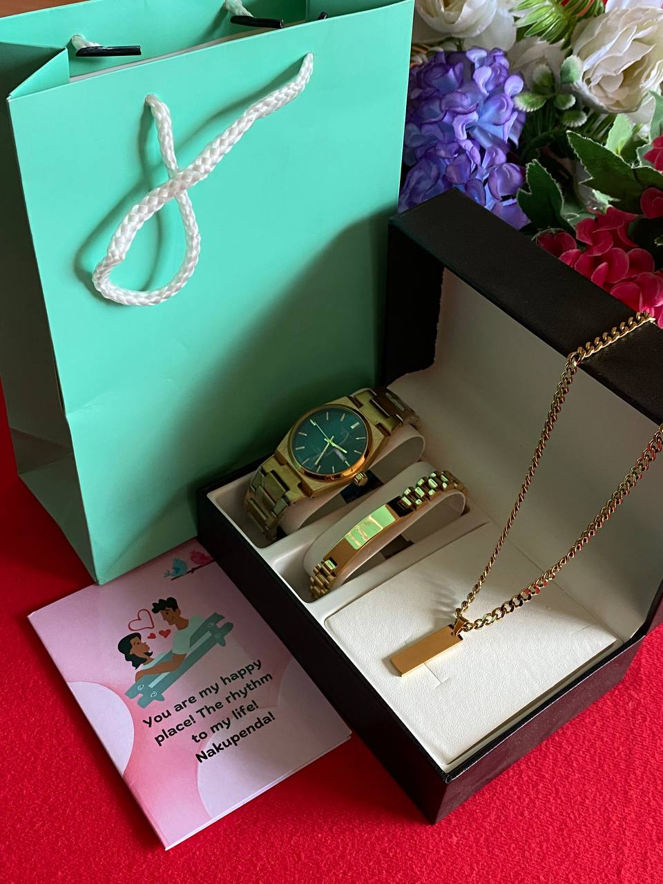 MEN VALENTINES PACKAGE WATCH ENGRAVABLE BRACELET ENGRAVABLE MEN NECKLACE/CHAIN PREMIUM BOX CARD&BAG WE OFFER ENGRAVING SERVICES ENQUIRIES
