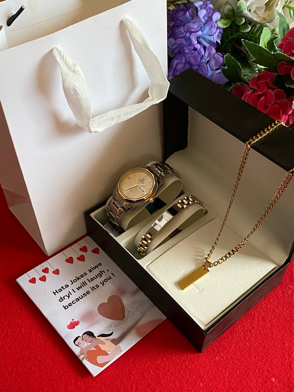 MEN VALENTINES PACKAGE WATCH ENGRAVABLE BRACELET ENGRAVABLE MEN NECKLACE/CHAIN PREMIUM BOX CARD&BAG WE OFFER ENGRAVING SERVICES ENQUIRIES